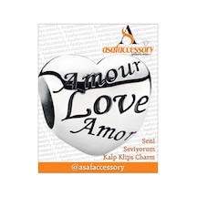 Love Amour Klips Charm Asafaccessory Gümüş