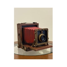 Nostaljik Metal Körüklü Fotoğraf Makinesi Maket Vintage Dekoratif Antika Görünümlü Kamera Biblo Obje