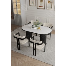 Avvio Nidya Ptt Lake Mdf Ayak 4'lü Tokyo Metal Demonte Sandalye 80x140 Masa Sandalye Takımı Beyaz