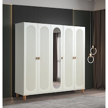 Pema Home Peri %100 Mdf Membran 5 Kapaklı Dolap Gardırop Aytaşı