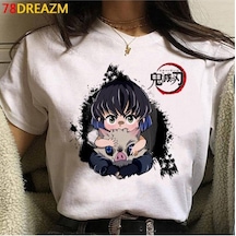 Noıssey Kırmızı Etiket Gala Yeni Demon Slayer T-shirt Model63 16837 Beyaz
