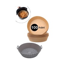 Buffer Silikon Airfryer Gri Pişirme Matı 20 Cm Ve 100 Adet Pişirme Kağıdı