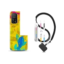 Xiaomi Redmi Note 9 Pro Kılıf +Kablo Koruyucu Yapraklar 1634 Siyah