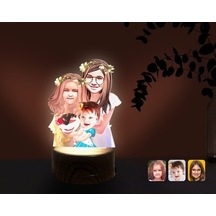 Kişiye Özel 3 Kardeş Karikatürlü Dekoratif 3D Biblo Led Işıklı Ge (483006944)