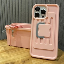 Elmpaly İphone 15 Pro Max Bright Pink Çapraz Taşımalı Depolama Telefon Kılıfı