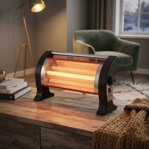 Minisan Dp 1200 Q 1200 W Elektrikli Soba 3 Kademeli Quartz Mini Isıtıcı Siyah