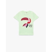 Koton Pullu Payetli Yeşil Kız Çocuk T-shirt 6skg10114ak Yeşil