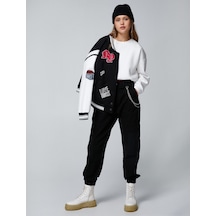 Koton Jogger Gabardin Pantolon Zincir Detaylı Cepli Beli Lastikli Siyah 4wal40010mw 4WAL40010MW999 Siyah