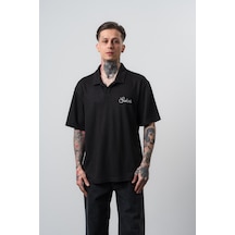 Respire Erkek Senor Yazılı Polo Yaka Regular Fit T-shirt Siyah