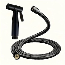 Tongdashop Siyah 59.06 İnç Hortumlu Ayarlanabilir Duş Başlığı - Çift Püskürtme Paslanmaz Çelik