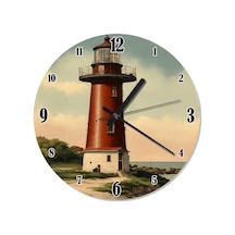 Kırmızı Deniz Feneri Şekilli Duvar Saati Kırmızı