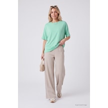 TOMMYLIFE Bej Rahat Form Kadın Palazzo Pantolon - 94689