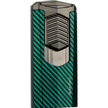 Quantoro 3 Torch Pürmüz Yeşil-karbon Metal Puro Çakmağı - Trz1009