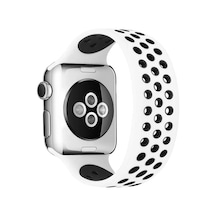 Watch 38mm Ayarlı Delikli Silikon Kordon - Beyaz-siyah