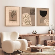 Huhuli Ahşap Çerçeveli 3 Lü Modern Tablo Huhu260