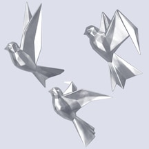 Mouette 3'Lü Dekoratif Kuş Gümüş