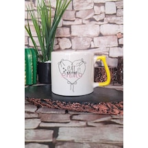 Cat Mom Yazılı Kedi Annesi Kedisever Sevgi Hediyelik Kulplu Kupa Bardak Sarı