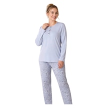 Confeo C840-931 Kadın Penye Süprem Patlı Uzunkol Pijama Takım Çok Renkli