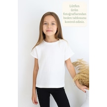 Fesshera Kids Kız Çocuk Dokulu Yumuşak T-shirt Konforlu, Zarif Ve Günlük Şıklığın Anahtarı Beyaz