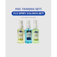 3'lü Kolonya Seti - 50cc Sprey Ferahlatıcı Taşınabilir Kolonya Seti