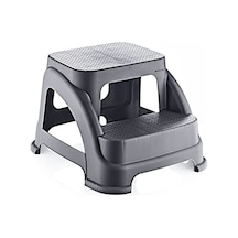 İki Basamaklı Kaymaz Tabure - 120 Kg Taşıma Kapasiteli - Basamaklı Tabure - Sert Plastik Antrasit
