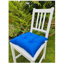 Mavi Renk Pamuklu Kumaş Pofidik Kare Dekoratif Sandalye Minderi 3