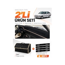 E-biz Renault 11 Flash 1989-1996 Uyumlu Torpido Örtüsü + Deri Bagaj Çantası - Siyah-bej - Re003