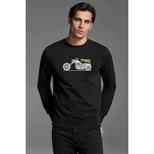 Chopper Baskılı Siyah Erkek Örme Sweatshirt