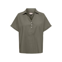 Only Onlaris Loose Fit Klasik Yaka Düğmeli Bluz Bayan Bluz 15364279 Olive