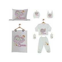 Pia Baby Gl 2003 İsme Özel Ayıcıklı Yastık Battaniye Zıbın Set Krem