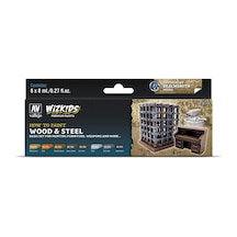 8x8 Ml. Premium Set Wood & Steel Wizkits Serisi Maket Boyası Seti, Vallejo 80256 Standart