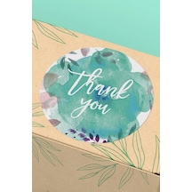 90 Adet Thank You Teşekkür Etiketi Su Yeşili Çiçekli 3x3cm St2040 Çok Renkli