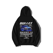 Brz Collection Unisex Oversize Nissan Skyline Gt-r R-34 Bullet Hoodie Siyah