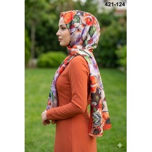 Eylül İpek Çiçek Desen Soft Şal 421-124 Çok Renkli