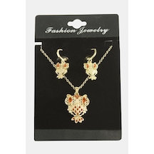 Baykuş Zirkon Taşlı Set Kolye-kırmızı N701 Çok renkli
