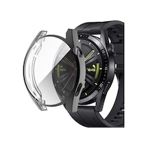 Huawei Watch Gt3 46mm İçin Kılıf 360 Full Round Soft Silicone Siyah Watch Gt3 46mm İle Uyumlu Kılıf - Siyah Çok Renkli