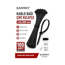 4,8x380 Mm Siyah Kablo Bağı 100'lü Paket Çırt Kelepçe Plastik Kablo Toplama Bağı Güçlü Kilitli Genel