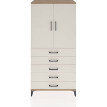 Hyperion Dolap Tek Raflı 5 Çekmeceli Tek Askılı 88x44x182 Çam... Çam