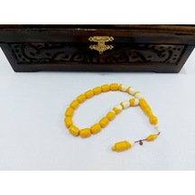 Soma Tesbih Ahmet Özdemir Usta İmzalı Sarı Bilardo Topu Tesbih 9,5 X 13