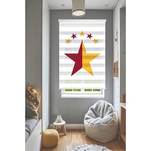 Perdeoutlet38 Baskılı Renkli Sarı Kırmızı Yldız İsim Yazılır Dijital Baskılı Zebra Perde-cocuk Odası-stor Perde Model:pz-5016 Çok Renkli