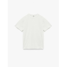 Koton Kısa Kollu Bisiklet Yaka Pamuklu Basic Oversize Tişört Ekru 6wak50092ek Ekru