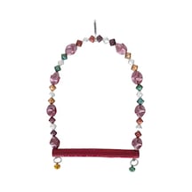 Boncuklu Ve Tünekli Kuş Salıncağı 10 Cm-14 Cm Bordo