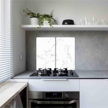 2' Li 30X52 CM Siyah Beyaz Mermer Desenli Cam Kesim Tablası ve Oc