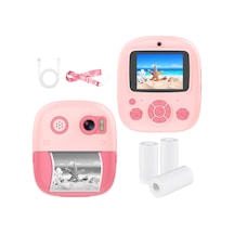 Wezone Çocuklar İçin Anında Baskı Yapabilen 1080p Dijital Kamera, 2.4 İnç Ips Ekran, 8x Zoom, Termal Baskılı, Boyun Askılı Pembe