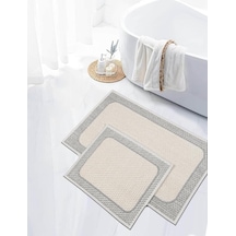 My Evilla Naturel Pamuklu Kilim Yıkanabilir Banyo Paspası Seti 2'li Klozet Takımı 60x100-50x60cm 7034 Çok Renkli