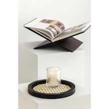 Rattan Hazeran Yuvarlak Tepsi Siyah Tüm Boy 24 Cm %100 Doğal Hazeran