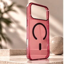 Premium Tpu Şeffaf Bordo Kılıf İphone 18 Pro Max İle Uyumlu Magsafe
