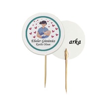 20 Adet Ebeler Gününüz Kutlu Olsun Baskılı Kokteyl Kürdanı 6,5 Cm -4