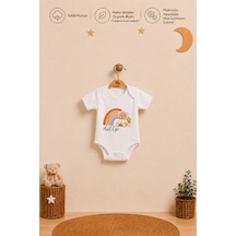Pia Baby İsme Özel Erkek Bebek Body Zıbın %100 Pamuk Kısa Kollu Alttan Çıtçıtlı Organik Baskılı Bebek Hediyesi 2013ba2x Ekru