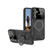 Newface Samsung Uyumlu Galaxy S24 Fe Kılıf Joy Lens Standlı Kapak - Siyah - Özel Seri 8683140825553